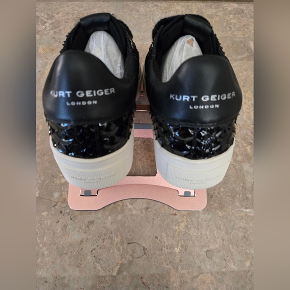 Kurt Geiger London Lana Embossed Leather Trim Metallic Cap Toe Sneakers.  S-42 - Picture 6 of 9